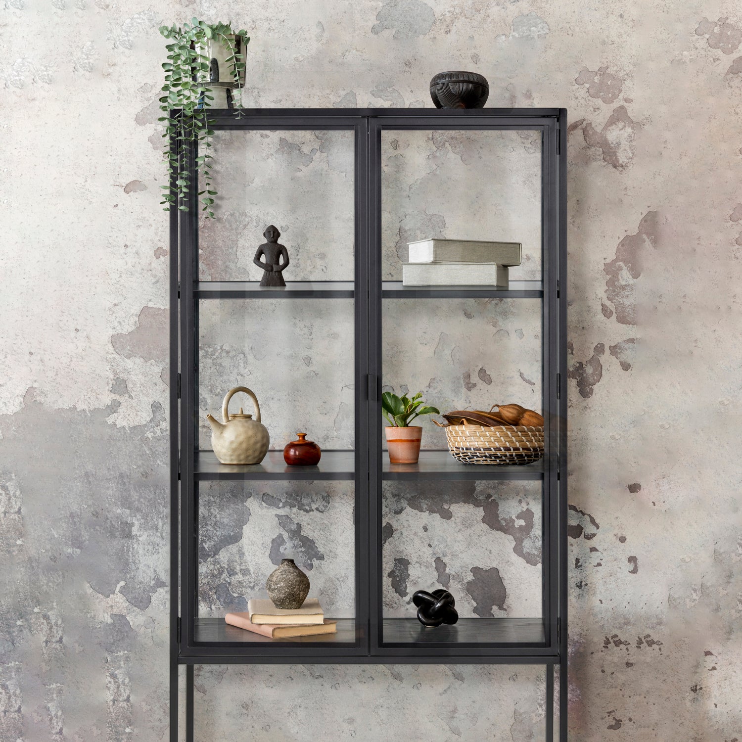 Vitrina Alta con Vidrio Seaford Negra