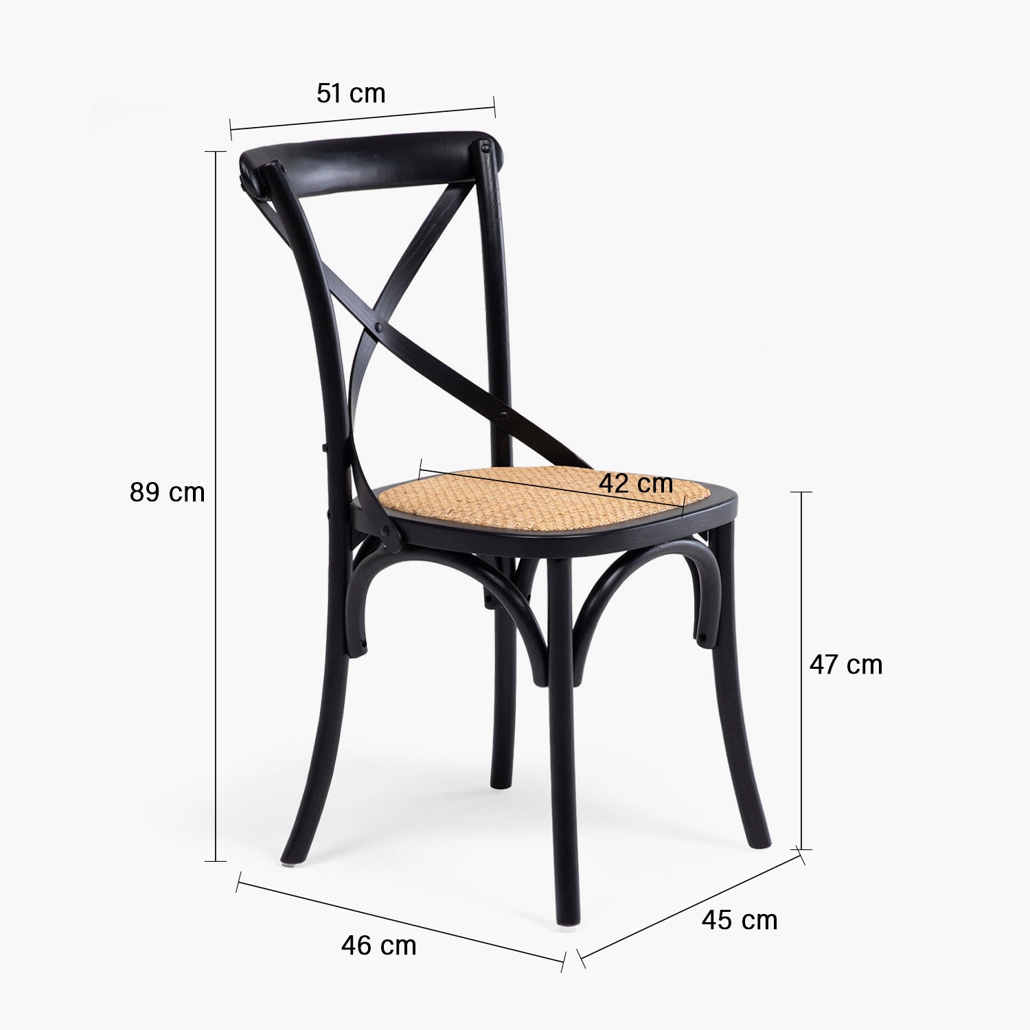 Silla Madera Crossback Tradition Rattan Negro