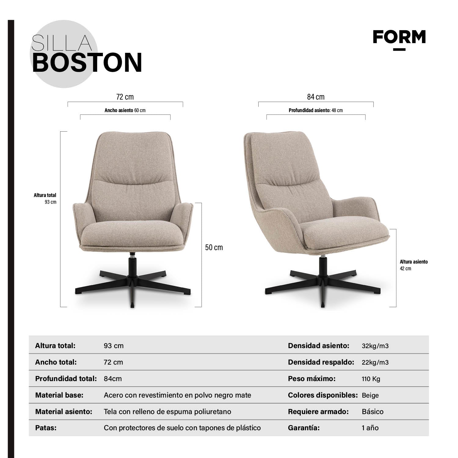 Sillón Individual Boston Beige