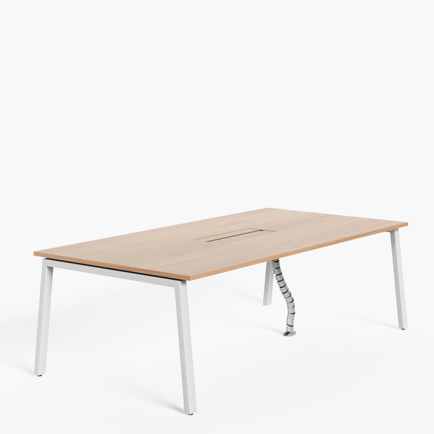 Mesa de Juntas Space con Pasacables 220 x 110 cm Natura/Blanco
