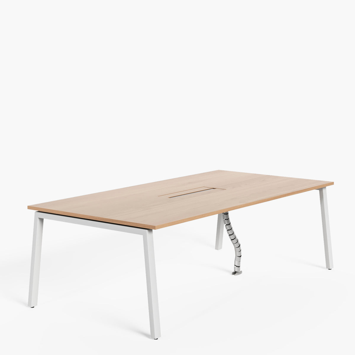 Mesa de Juntas Space con Pasacables 220 x 110 cm Natura/Blanco