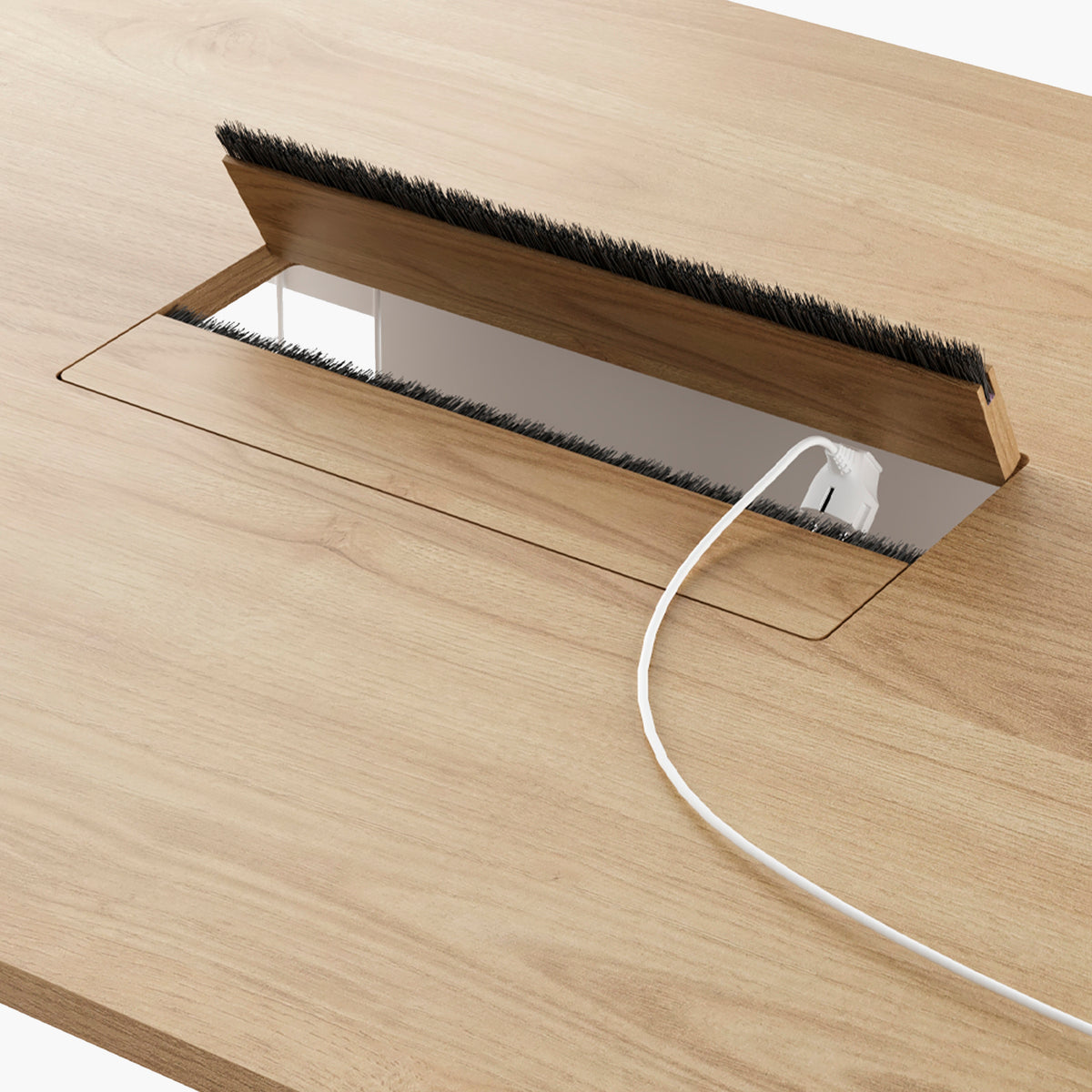Mesa de Juntas Space con Pasacables 220 x 110 cm Natura/Blanco