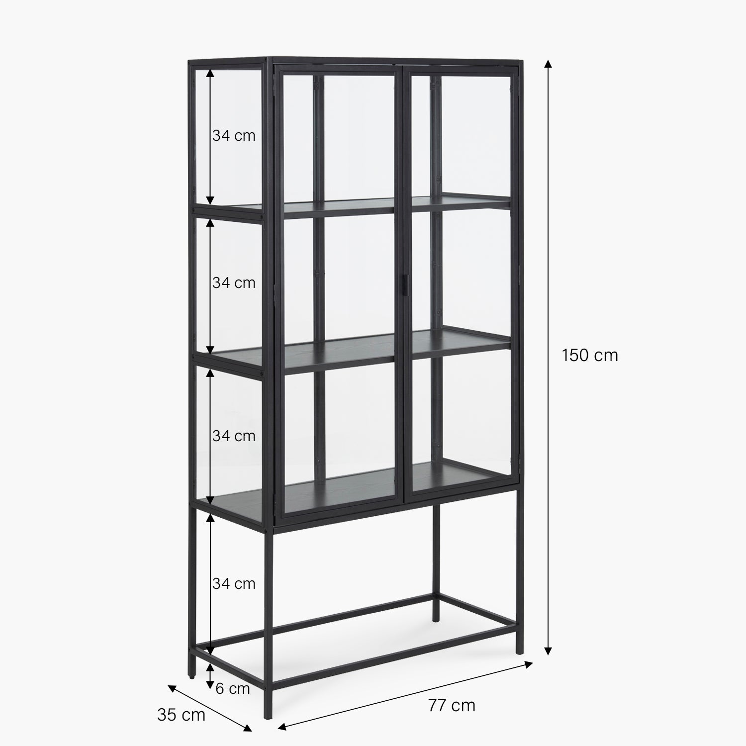 Vitrina Alta con Vidrio Seaford Negra