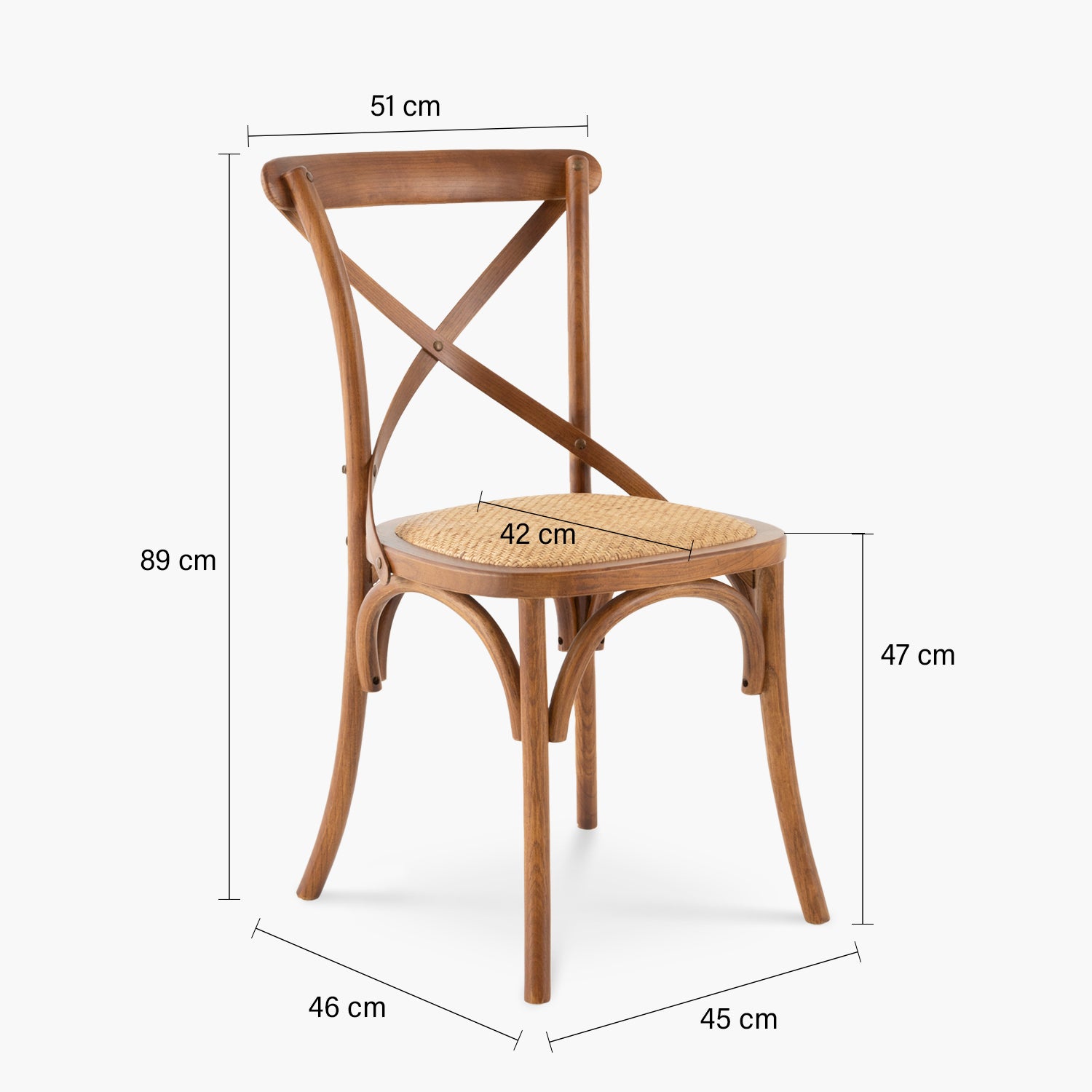 Silla Madera Crossback Tradition Rattan Nogal