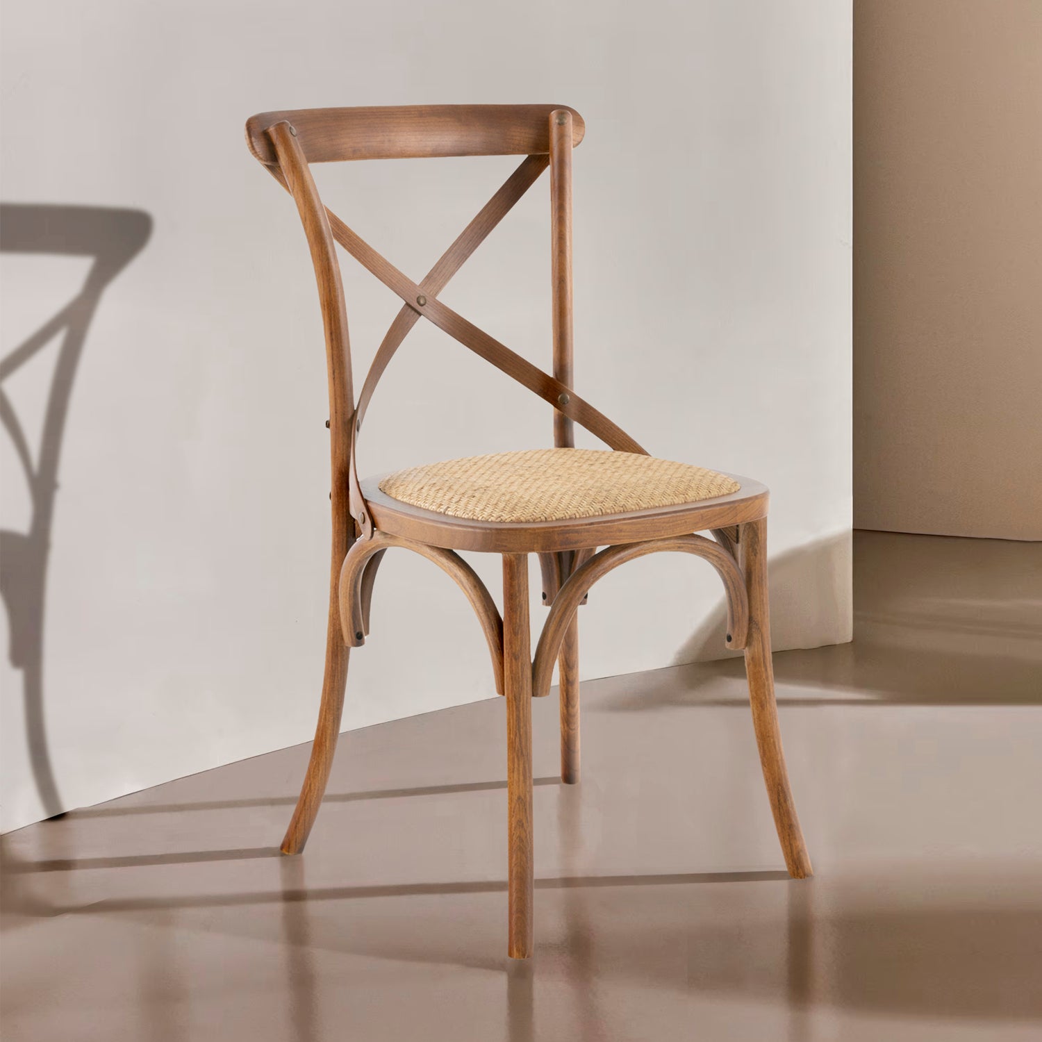 Silla Madera Crossback Tradition Rattan Nogal