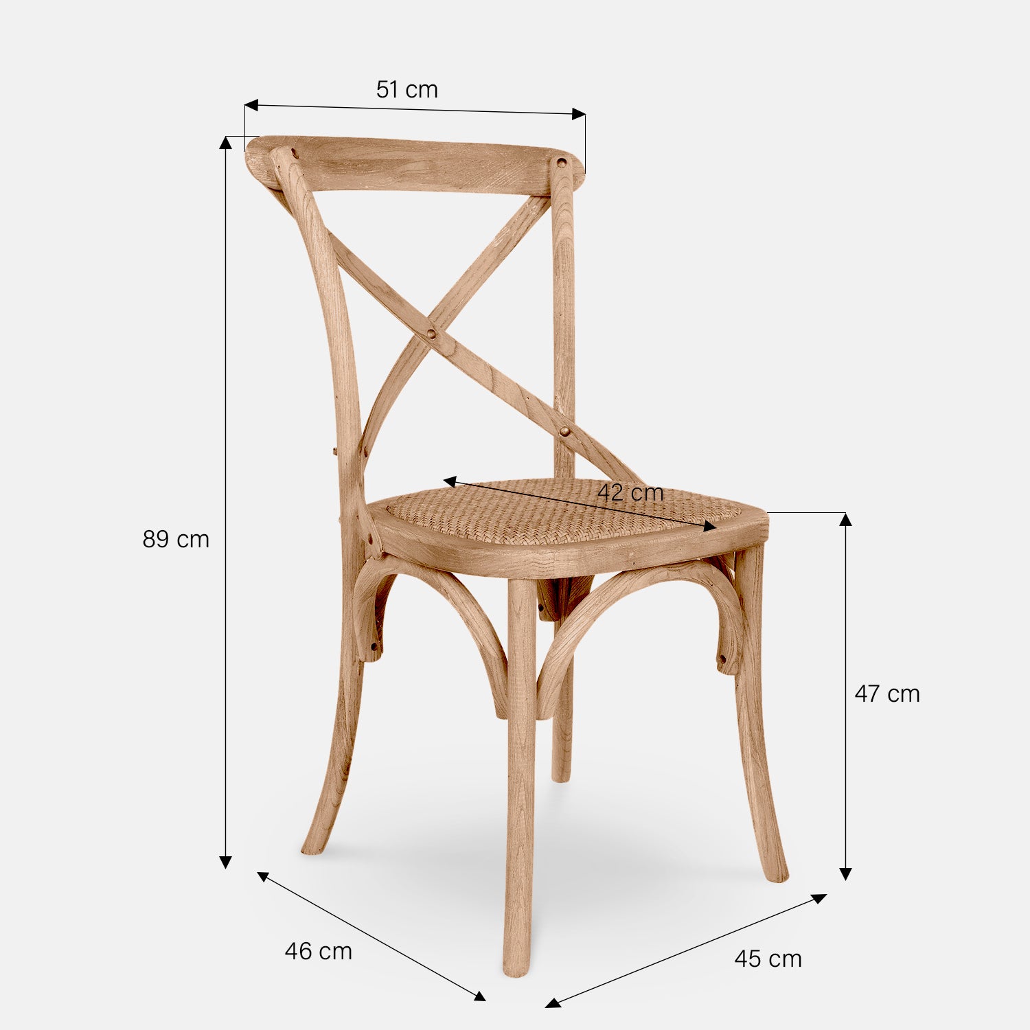 Silla Madera Crossback Tradition Rattan Olmo natural